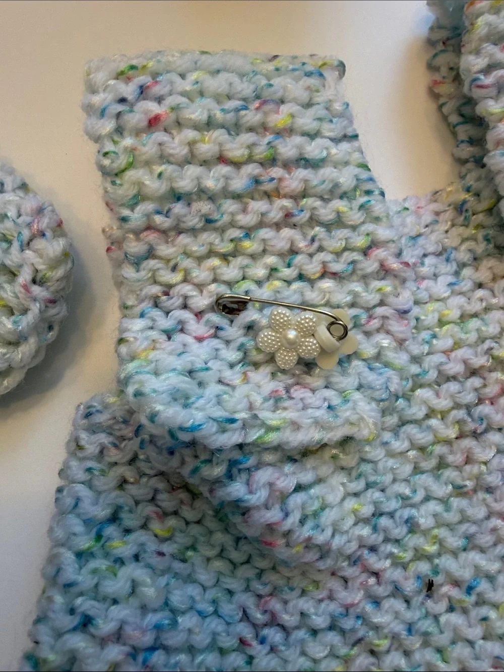 Handmade Pastel Speckled Baby Dress and Booties - Multicolor needs finishing